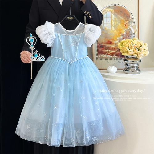女童爱莎夏季高端超仙生日礼服裙