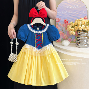 女童白雪公主裙夏季洋气女宝宝生日宴礼服裙小女孩卡通蓬蓬连衣裙