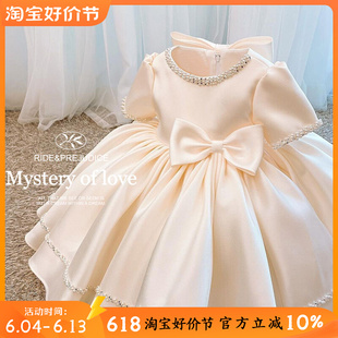 高端女童礼服裙夏季儿童周岁生日宴婚纱花童衣服女宝宝洋气蓬蓬裙