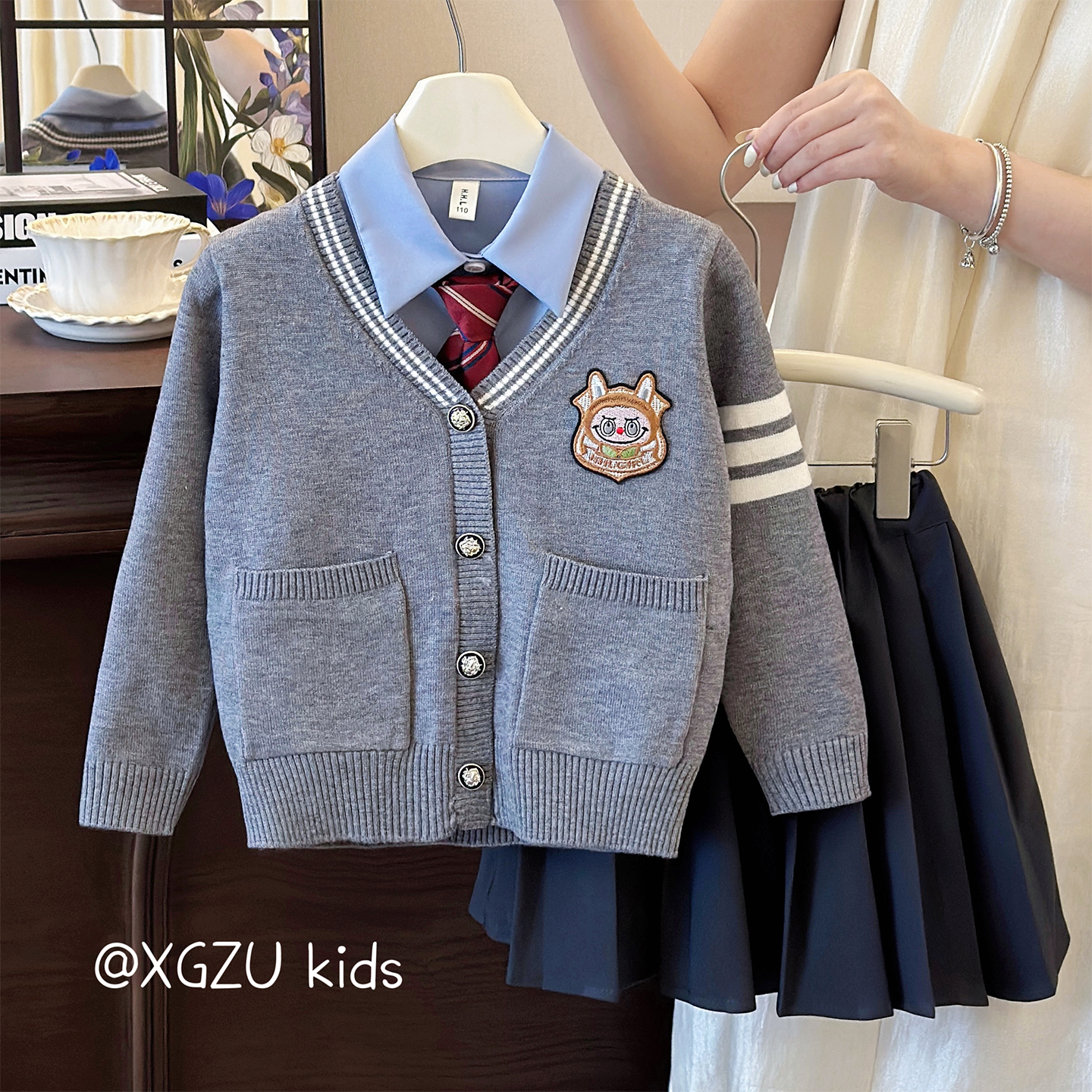 女童学院风套装秋冬时髦三件套