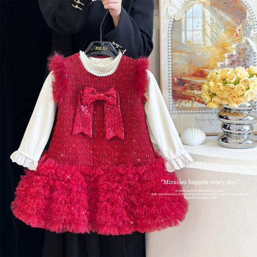 女童小香风套装秋季时髦背心裙