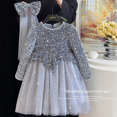 女童高端礼服裙秋冬亮片公主裙
