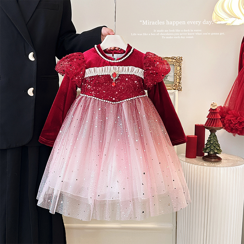 女童高端爱莎公主裙轻奢生日礼服