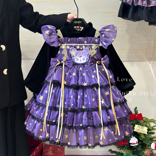 女童库洛米公主裙冬装加绒连衣裙高端生日礼服儿童重工洋装蓬蓬裙