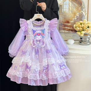 库洛米裙子女童公主裙秋装小女孩洛丽塔蓬蓬裙洋气儿童长袖连衣裙