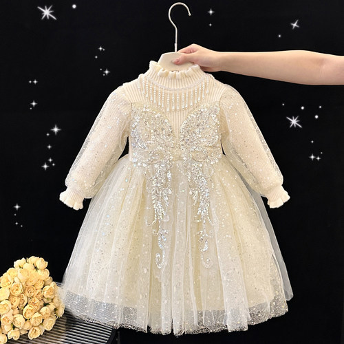 女童高端礼服裙秋洋气蓬蓬连衣裙