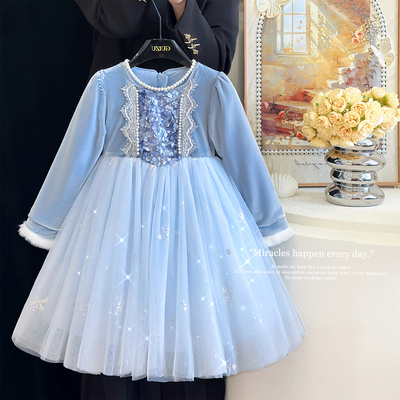 女童爱莎生日公主裙秋超仙礼服裙