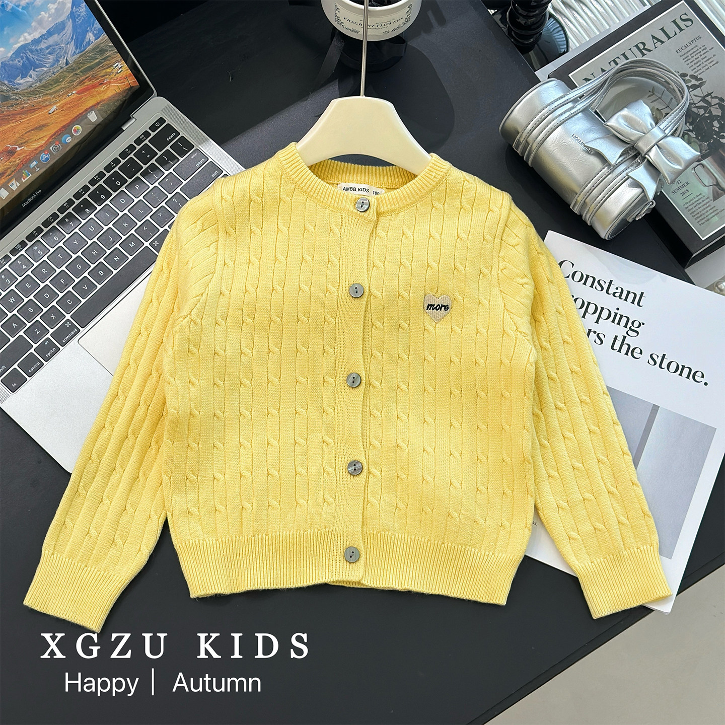 女童毛衣外套秋装2026新款洋气针织开衫儿童麻花编织百搭时尚外套