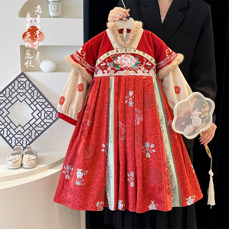 女童汉服冬装2025新款儿童加厚加绒古装国风拜年服新中式过年裙子,童装/婴儿装/亲子装,汉服,淘宝优惠券,粉丝福利购,淘宝优惠卷