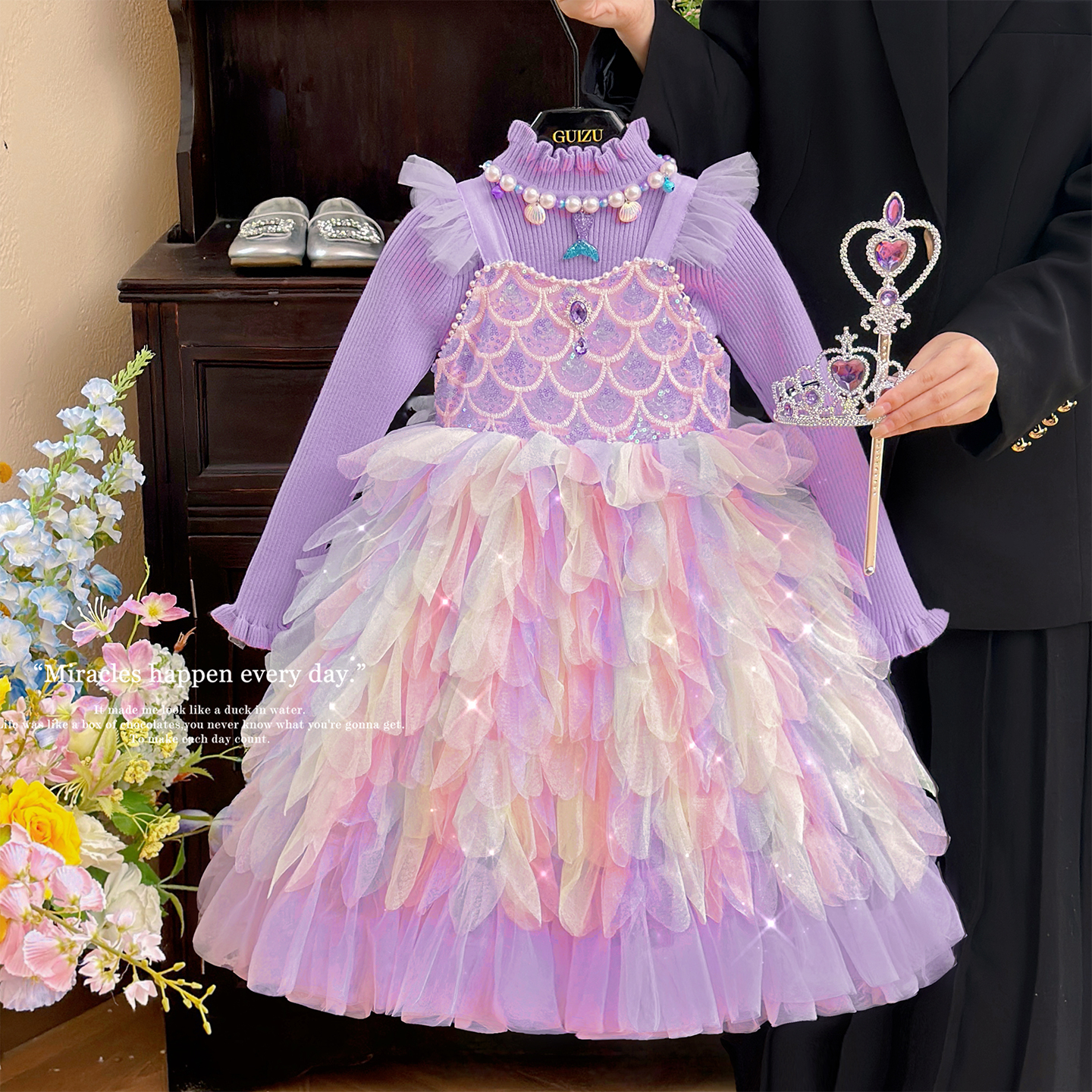 女童美人鱼公主裙秋巨好看公主裙