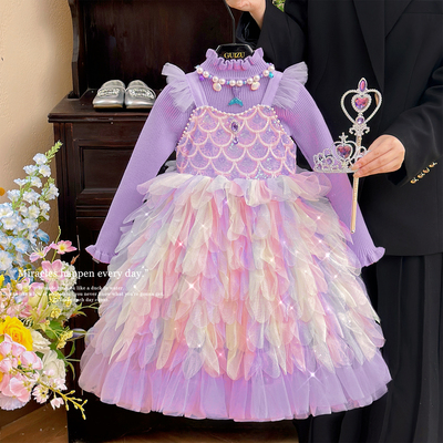 女童美人鱼公主裙秋巨好看公主裙