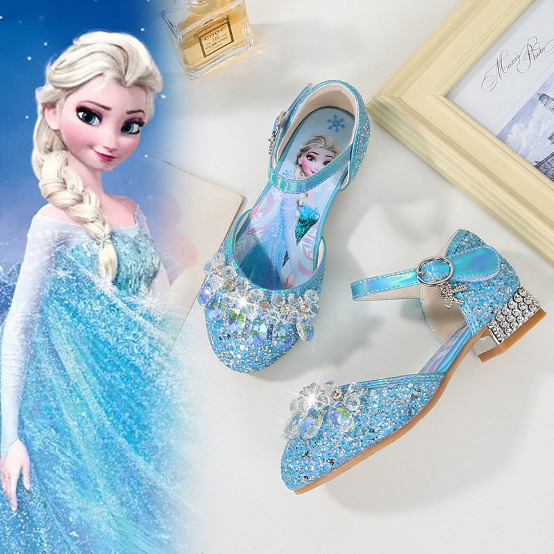 女童冰雪奇缘爱莎公主水晶高跟鞋