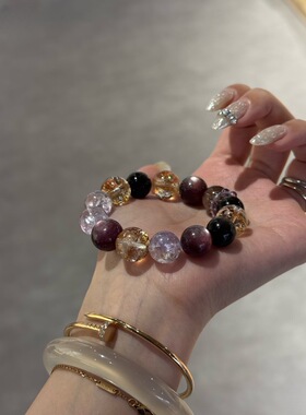 [琉璃紫金]天然水晶轻奢新款紫水晶紫锂云母手串正品爆款礼物手链