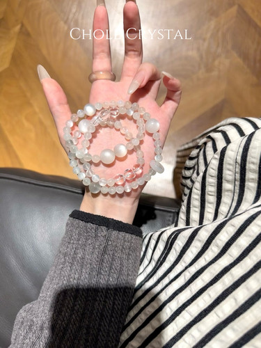 天然白月光三圈清冷高级百搭手串