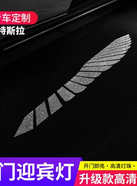 适用于特斯拉MODEL3车门迎宾灯LED地毯灯Y天使之翼投影镭射灯改装
