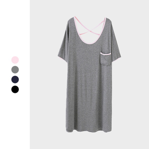 新品加大码莫代尔睡裙300斤胖mm居家睡衣性感露背宽松短袖孕妇裙