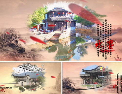 中国风ed水墨古典文化文学旅游介绍宣传开场片头视频edius模板