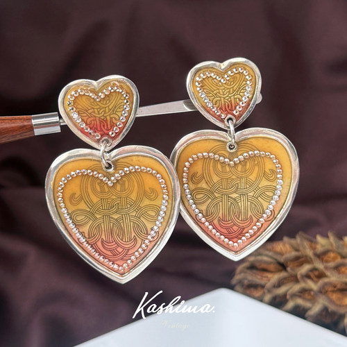 中古法产GAS王妃系列渐变爱心耳夹