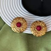 法产Rochas打标金色浮雕耳夹