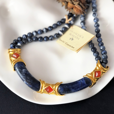 中古贵牌设计师品牌FRANCESCA ROMANA古典美学天然石项链