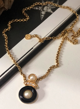 中古Grosse打标珐琅珍珠金色项链不退不换