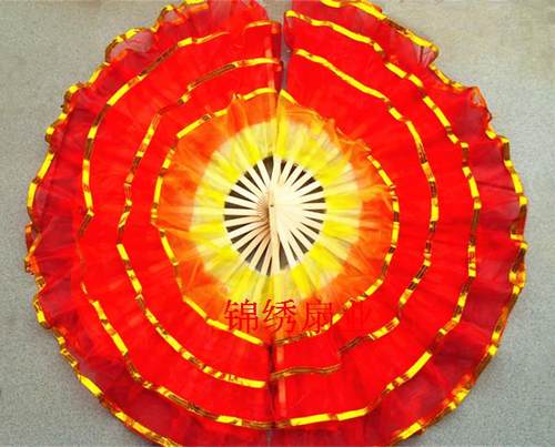 舞蹈扇金边纱扇大红祖国颂广场舞