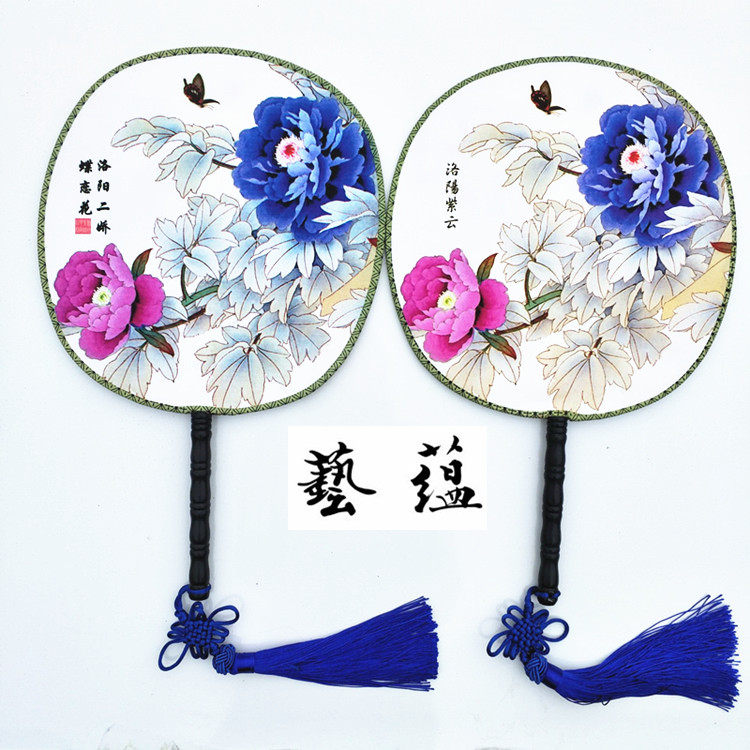 团扇舞蹈古典绫绢加厚圆形工艺扇