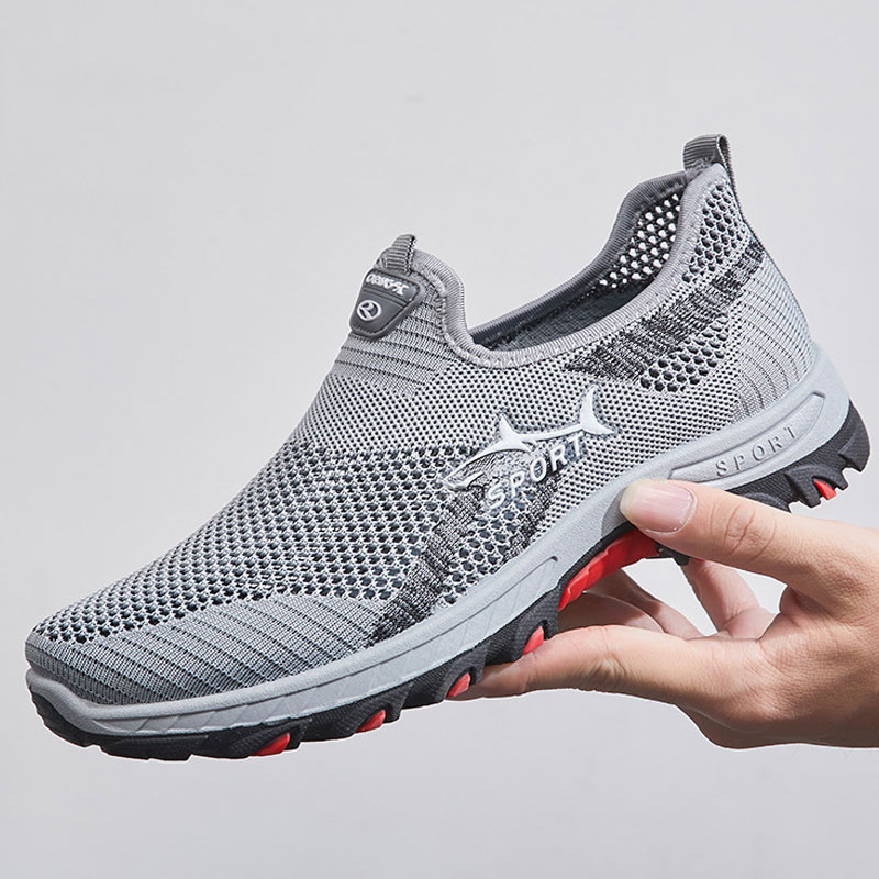 透气网面登山鞋男一脚蹬户外鞋子