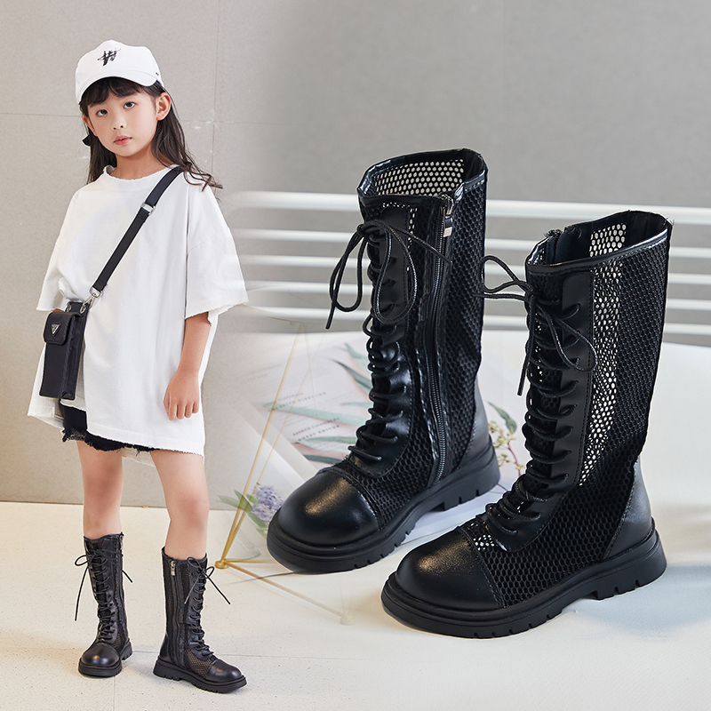 儿童靴子女童长筒靴夏季女童鞋2025夏款新款小女孩中高筒镂空透气