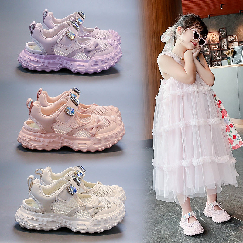 儿童运动凉鞋女童子2025新款夏季网面透气鞋女孩休闲夏薄款女童鞋