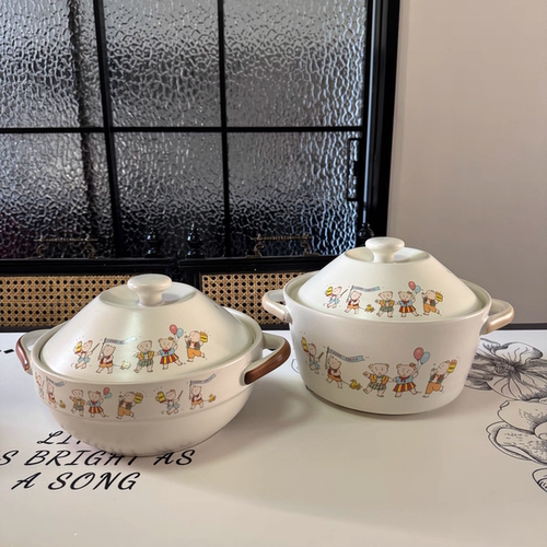 正品景德镇珍宝粗陶砂锅彩色小熊塔吉锅家用明火干烧不裂三年保质