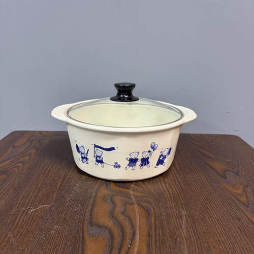 景德镇珍宝砂锅1990蓝色小熊卡通