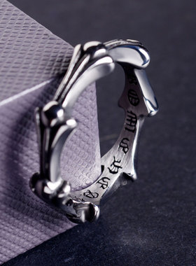 波浪鱼尾指环男戒指钛钢朋克风罗心款