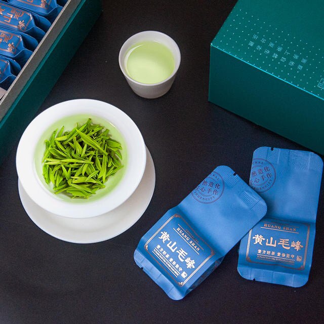 黄山毛峰茶叶小包一包一泡送人礼盒礼袋包装袋封口pp袋100g装绿