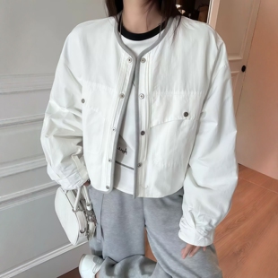 正反两穿时尚圆领棒球服女宽松休闲洋气夹克2026春季新款气质外套