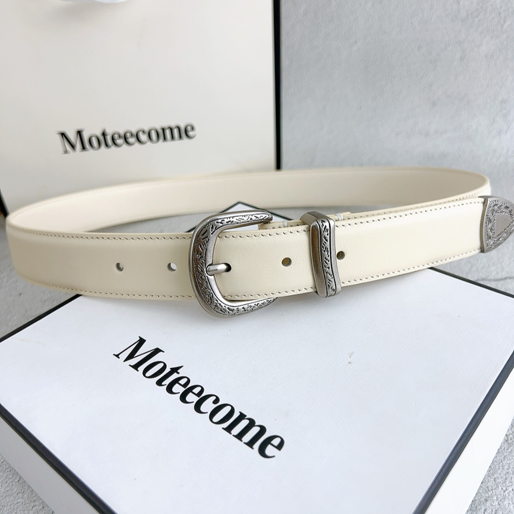 新款白色装饰头层牛皮腰带配裙子牛仔裤设计感小众真皮配裤子皮带