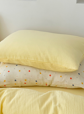 A类双层纱布 | 皱皱纱枕套奶油风全棉纯棉74*48cm单人单只枕头套