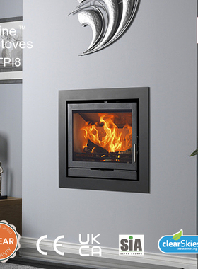 英国C&J Fireline嵌入式燃木壁炉 FPI8 高效环保多燃料火炉