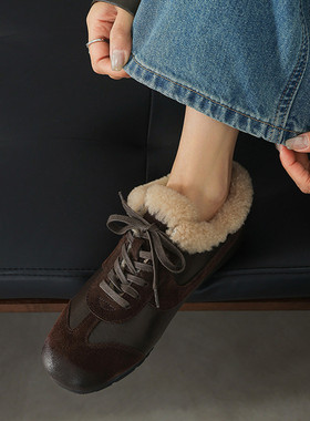 2cm小皮鞋英伦风巨好看不累脚加绒厚2025新款单鞋平底系带棕黑色