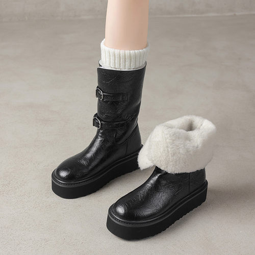 4cm厚底中筒雪地靴女东北大棉鞋