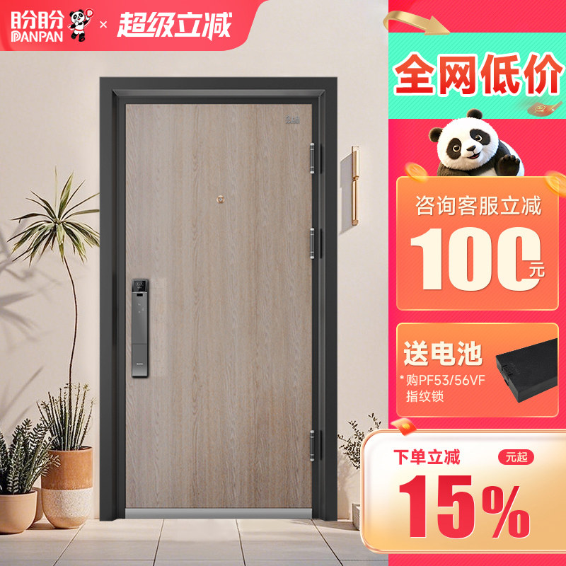 盼盼防盗门甲级进户门家用安全入户门指纹锁子母门别墅大门DS04