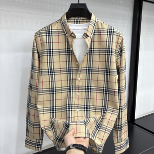 衬衣格子开衫 高级感长袖 桑蚕丝抗皱商务休闲男士 2025春秋季 衬衫