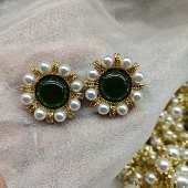 951 1000清仓微瑕品同边中古耳饰宫廷风小众设计珐琅彩镶嵌耳钉女