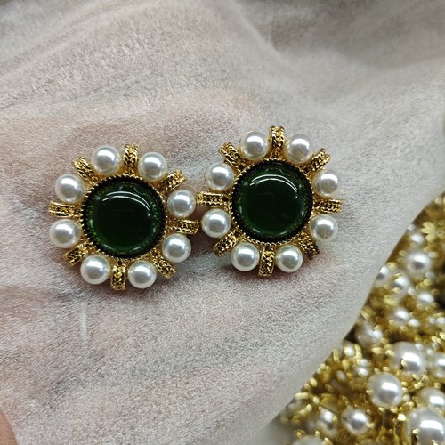 951-1000清仓微瑕品同边中古耳饰宫廷风小众设计珐琅彩镶嵌耳钉女