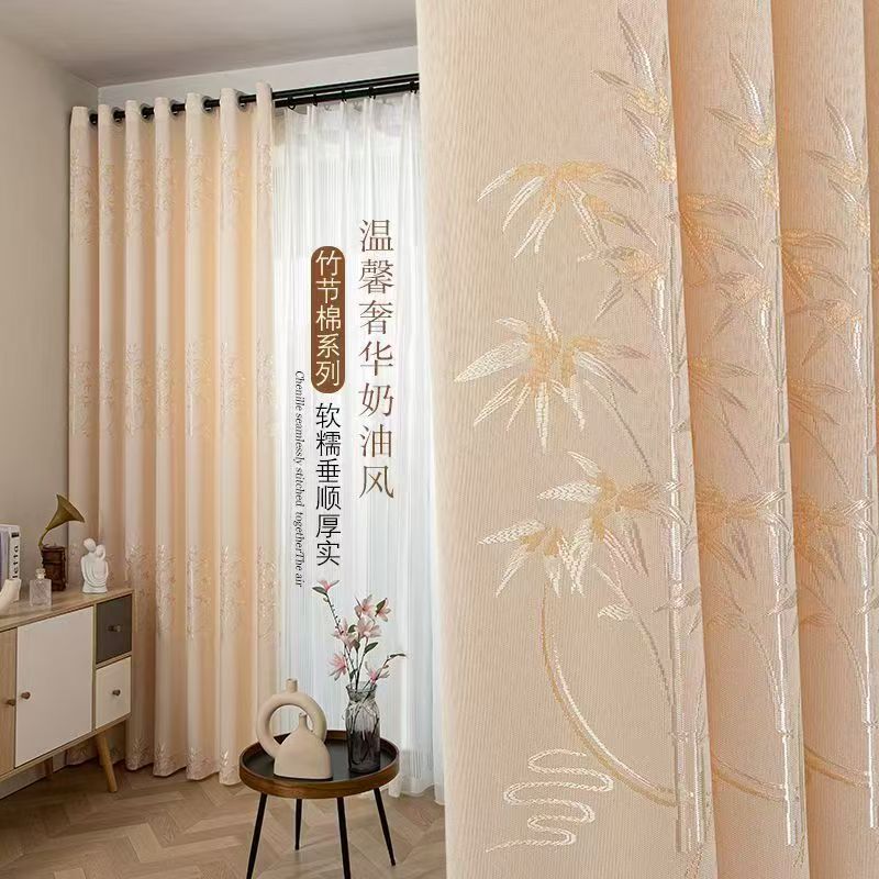 加厚爆款竹节窗帘提花成