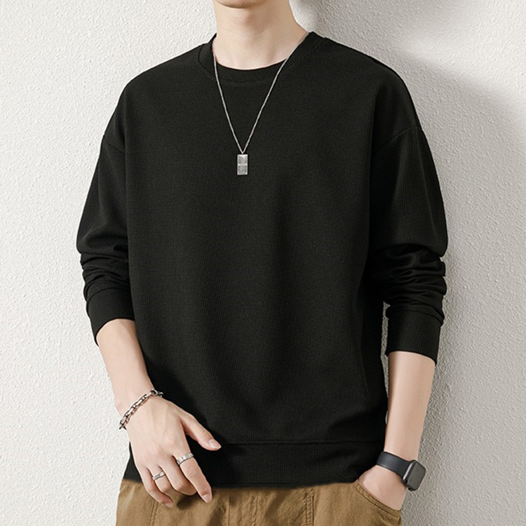 华夫格休闲上衣宽松卫衣