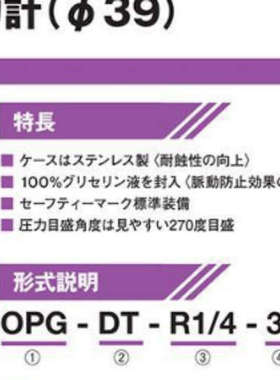 日本ASK压力表OPG-AT-G1/4-60X0.25MPa/4-60X0.6MPa/4-60X1MPa