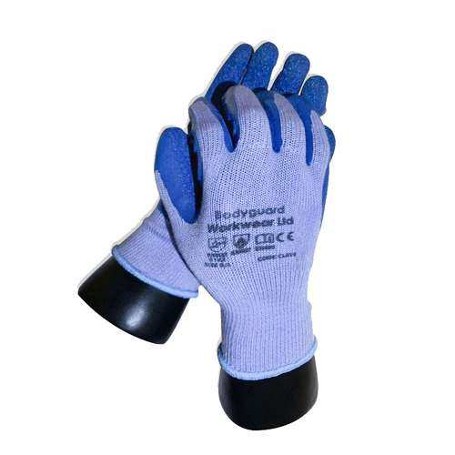 博迪嘉 CL010浅蓝色涤棉乳胶浸胶手套建筑工地耐磨防滑劳务手套
