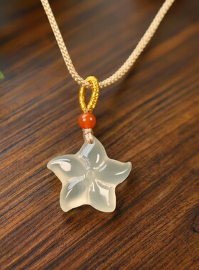 国风饰品天然玉髓星星花朵吊坠链