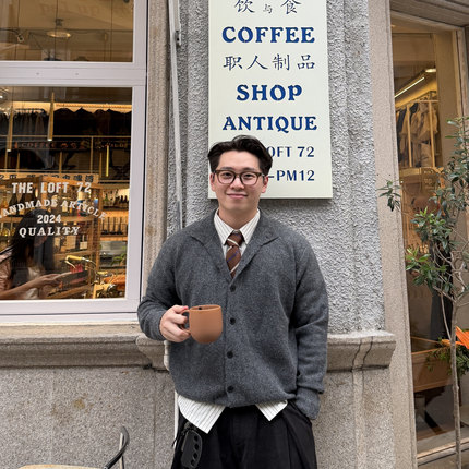 solarvibe复古cleanfit纯色秋冬毛衣氛围开衫情侣慵懒针织衫外套